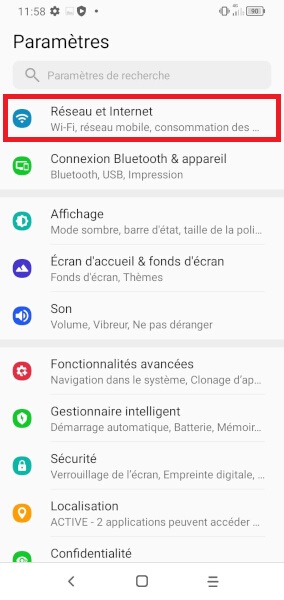 Partage de la connexion internet